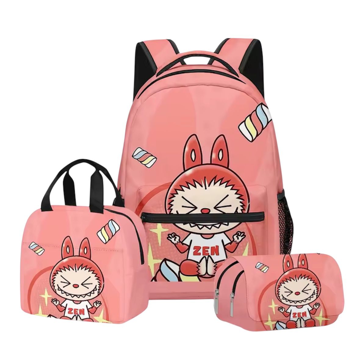 Labubu 3-in-1 Backpack Set β Pink Zen Edition