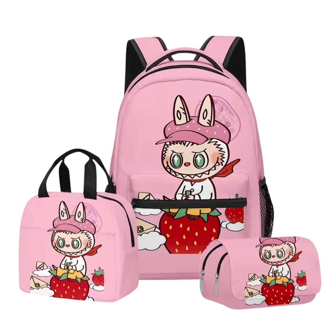 Labubu 3-in-1 Backpack Set β Flying Strawberry Edition